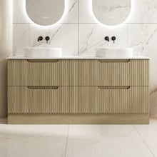 Lilinoe 1800mm Natural Oak Freestanding Double Vanity with Stone Countertop